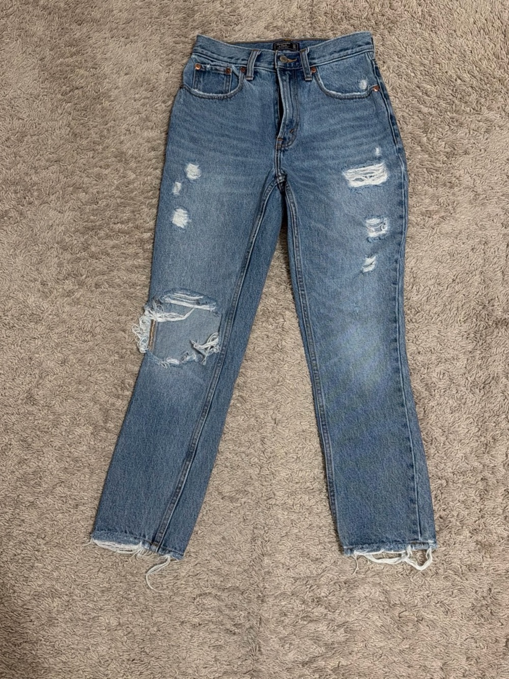 Abercrombie & Fitch - Distressed High-Rise Women's Blue Jeans